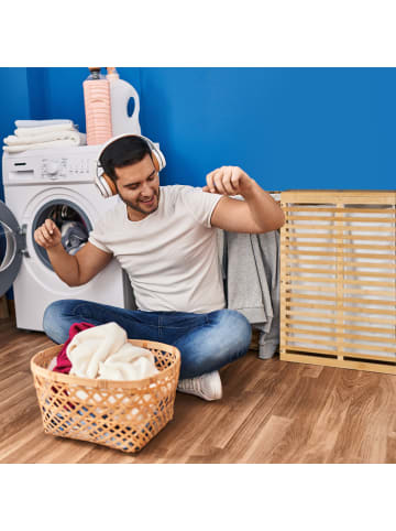 relaxdays Wäschekorb in Natur/ Beige - (B)53 x (H)61 x (T)35 cm