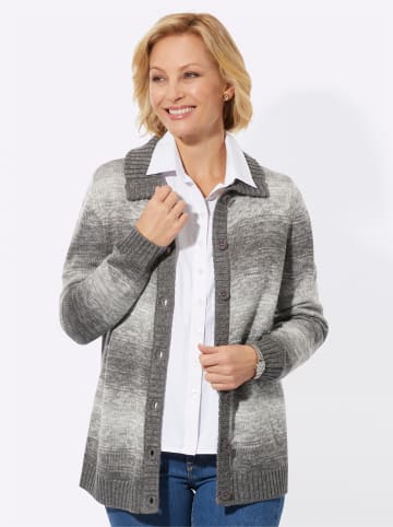 WITT WEIDEN Strickjacke in grau-anthrazit-geringelt