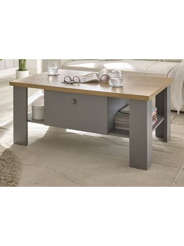 Furn.Design Couchtisch grau, Artisan Eiche Landhaus 107 cm, Beistelltisch mit Schubkästen