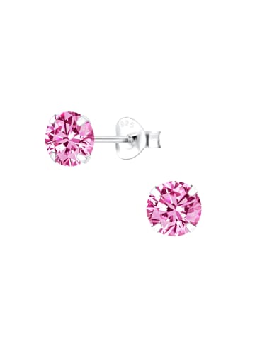 Alexander York Ohrstecker Zirkonia 6 mm rosa in 925 Sterling Silber, 2-tlg.