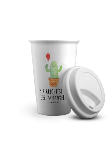 Mr. & Mrs. Panda To Go Becher Kaktus Luftballon mit Spruch in Weiß