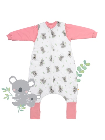 Schlummersack Schlafsack mit Füßen und umklappbaren Bündchen, 3.5 TOG in Rosa-Weiß