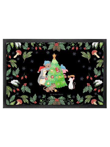 Mr. & Mrs. Panda Fußmatte Weihnachtsbaum schmücken ohne Spruch in Schwarz