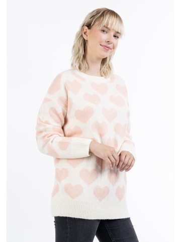 myMo Strickpullover in Wollweiss Rosa
