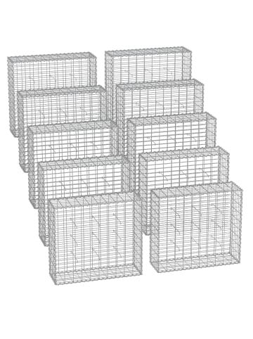 SONGMICS 10er-Set: Gabione in Silbern - (B)100 x (H)90 x (T)30 cm