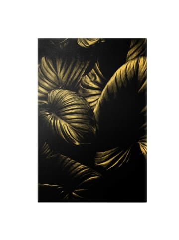 WALLART Leinwandbild Gold - Schwarz Weiß Botanik Hosta in Schwarz-Weiß