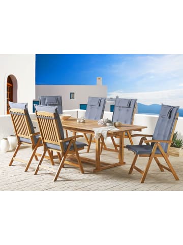 Beliani 7-tlg Gartentisch Set JAVA in Braun/Blau