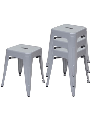 MCW 4x Hocker A73 im Industriedesign, Grau