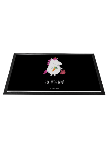 Mr. & Mrs. Panda Fußmatte Einhorn Vegan mit Spruch in Schwarz