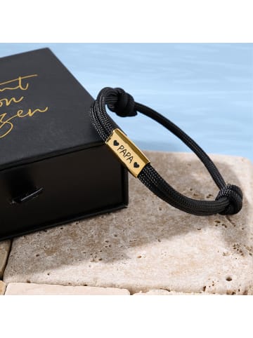 Himmelsflüsterer  Segeltau-Armband "Papa" - Farbe: Schwarz & Gold