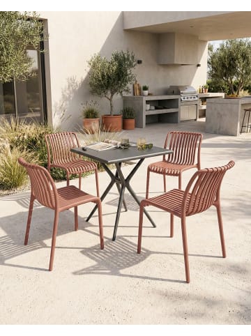 Beliani 4er-Set Esszimmerstuhl ARICCIA in Rot