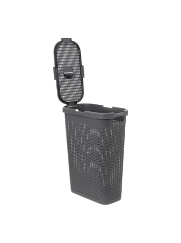 5five Simply Smart Wäschekorb aus Kunststoff, 40 l in Anthrazitfarben, 46,4 x 26,5 x 60,5 cm