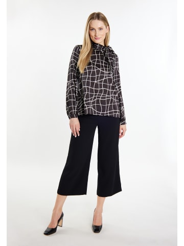 DreiMaster Damen Langarmbluse in Schwarz Wollweiss