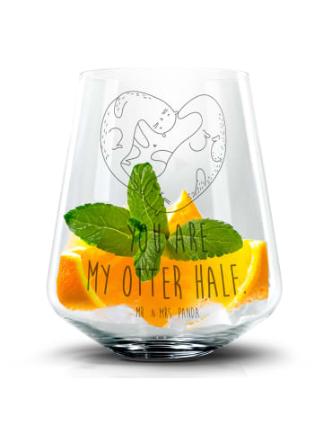 Mr. & Mrs. Panda Blümchentail Glas Otter Herz mit Spruch in Transparent