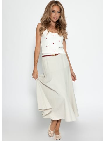 SASSYCLASSY Top mit roter Herzstickerei in Weiß