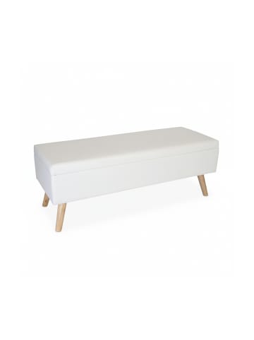 relaxdays Sitzbank in Weiß - (B)110 x (H)40 x (T)40 cm