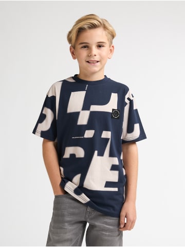 Petrol Industries T-Shirt mit Allover-Print Montaña in Blau