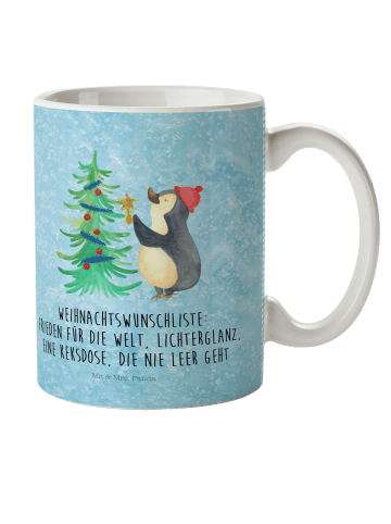 Mr. & Mrs. Panda Trinkbecher Pinguin Weihnachtsbaum mit Spruch in Eisblau