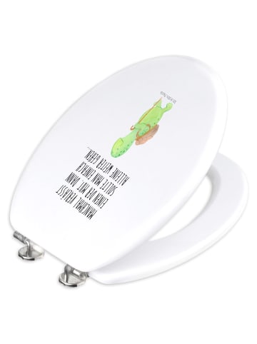Mr. & Mrs. Panda Toilettendeckel Schildkröte Wanderer mit Spruch in Weiß