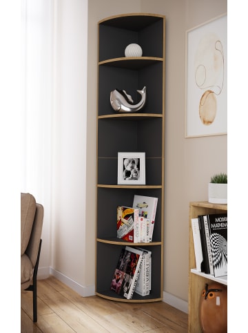 VCM  Elegantes Holzregal Eckregal Regal Salia 5fach in Anthrazit