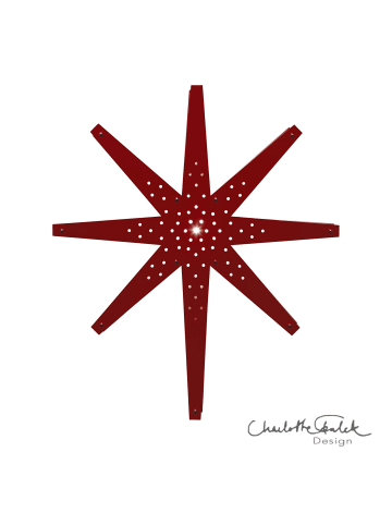 STAR Trading Holzstern Hängeleuchte ,Tall', groß, 70cm, rot