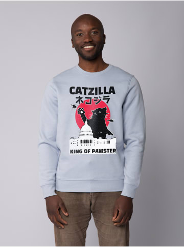 wat? Apparel Sweatshirt Catzilla in Serene Blue