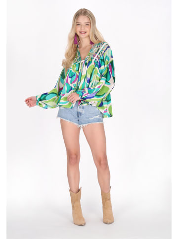 IZIA Women Blouse in aqua multicolor