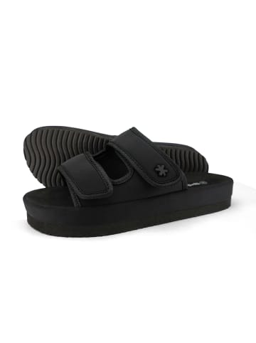 Flip Flop Hausschuh "velcro*flower" in schwarz