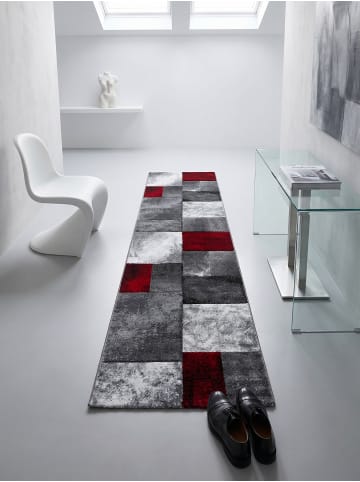 KADIMA DESIGN Teppich Kurzflor Waschbar Karo LATEMAR Strapazierfähig OEKO-TEX in Rot