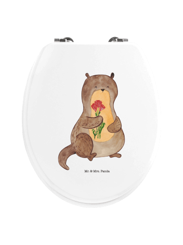 Mr. & Mrs. Panda Toilettendeckel Otter Blumenstrauß ohne Spruch in Weiß