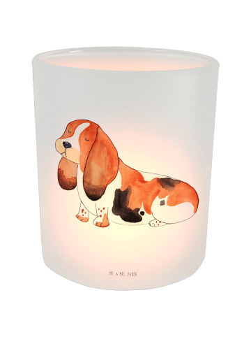 Mr. & Mrs. Panda Glaswindlicht Hund Basset Hound ohne Spruch in Transparent