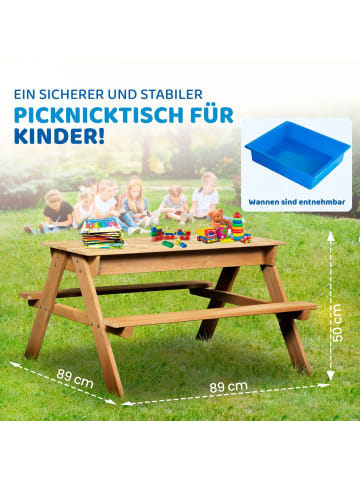 Coemo 2in1 Kindersitzgruppe und Sand-und Wasserspieltisch aus Holz in Natur