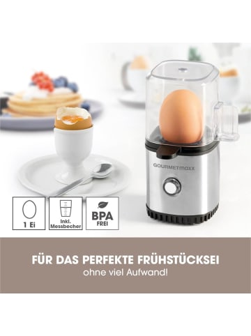 Gourmetmaxx GOURMETmaxx Eierkocher für 1 Ei 70W Edelstahl/schwarz