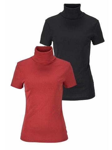 FLASHLIGHTS Rollkragenshirt in ziegelrot, schwarz