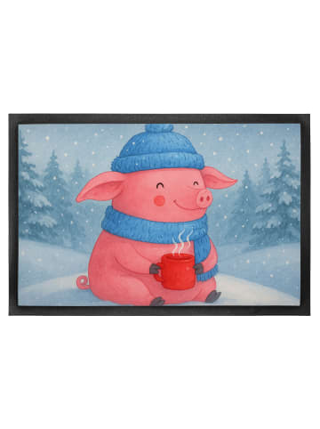 Mr. & Mrs. Panda Fußmatte Schwein Glühwein Design ohne Spruch in Weiß