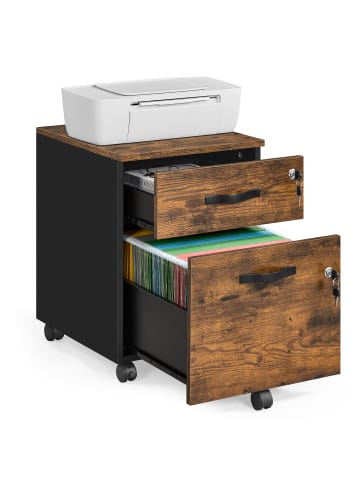 VASAGLE Aktenschrank Custos in Braun-Schwarz - (B)43.8 x (H)54.4 x (T)40 cm