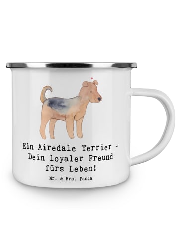Mr. & Mrs. Panda Pott Airedale Terrier mit Spruch in Weiß