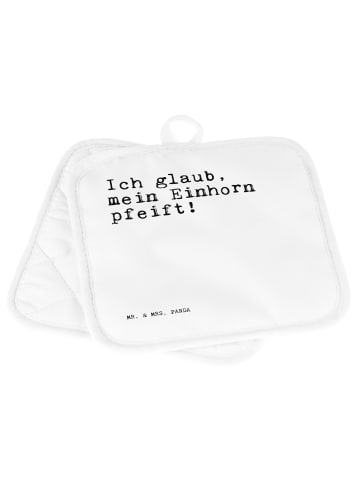 Mr. & Mrs. Panda Topfuntersetzer Ich glaub, mein Einhorn... mit ... in Weiß