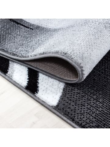 KADIMA DESIGN Teppich Kurzflor Waschbar Wellen DRAU Strapazierfähig OEKO-TEX in Schwarz
