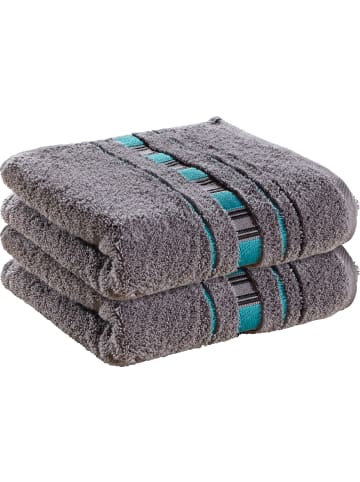 Erwin Müller Frottier Handtuch 2er-Pack Achern in grau/türkis