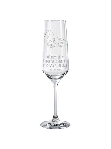 Mr. & Mrs. Panda Champagnerglas Hund Basset Hound mit Spruch in Transparent