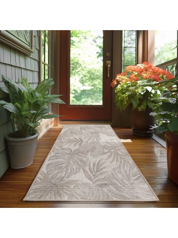 KADIMA DESIGN Teppich Outdoor Flachgewebe Tropenmuster Polypropylen Terrasse in Beige