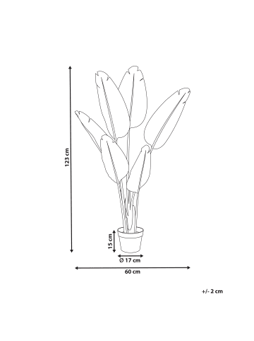 Beliani Kunstpflanze BANANA TREE in Gold - (W) 60 x (H) 123 x (L) 60 cm