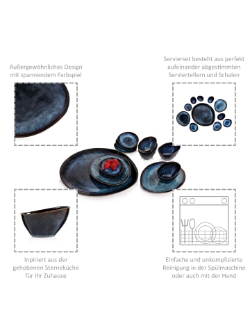 Sänger 11-tlg. Servierplatten Set Tokio in blau-schwarz 