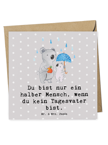 Mr. & Mrs. Panda Deluxe Karte Tagesvater Herz mit Spruch in Grau Pastell