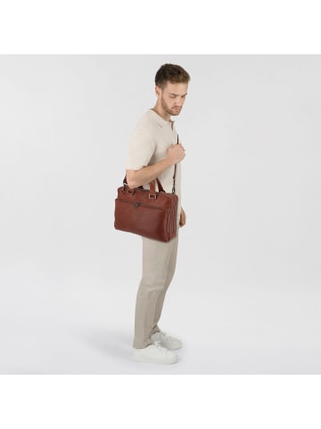 Plevier Vintage Larry Aktentasche Leder 40 cm Laptopfach cognac