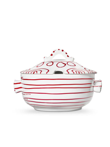 Gmundner Keramik Rotgeflammt Suppentopf in Weiß
