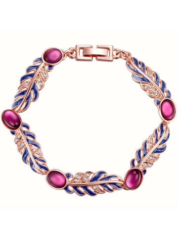 Lulu & Jane Armband Feder Metall-Legierung verziert mit Kristallen von Swarovski® in roségold