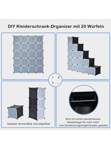 COSTWAY Kleiderschrank 20 Würfel in Schwarz