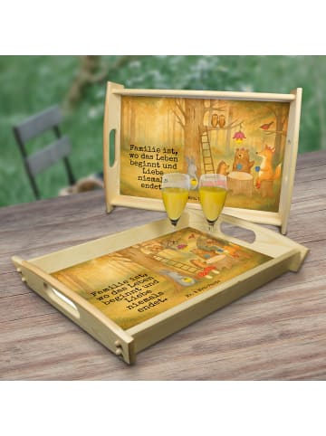 Mr. & Mrs. Panda Deko Tablett Waldtiere Picknick Design mit Spruch in Weiß